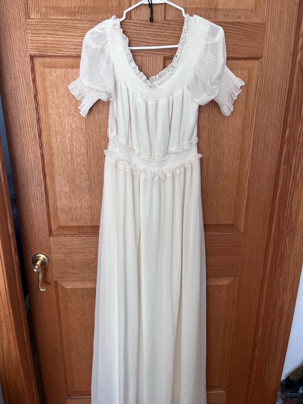 Baltic Born Cream Boho Maxi Dress with Smocked Waist